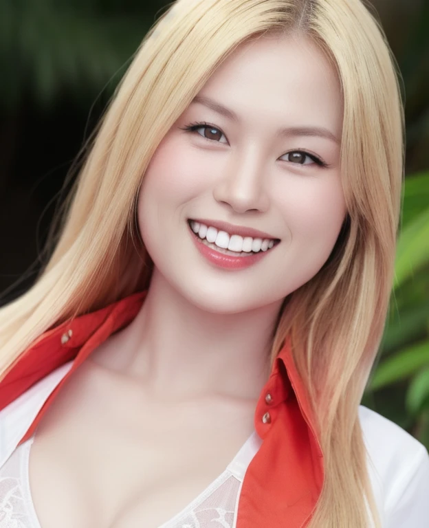 (realistic、masterpiece、Best Quality、8K、highres、high resolution:1.3)、1 girl、 Huge breasts、smile, white bikini、pale white skin、looking at viewers、super fine face and eyes、long blonde hair、indoor、 upper body、