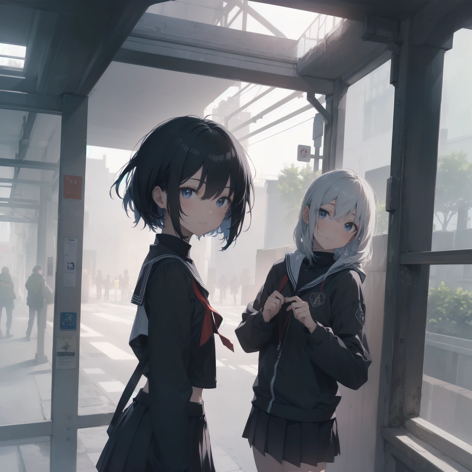 ultra-absurdres-Top quality by artist God, ultra-detailed, high resolution, anime moe artstyle, best anime 8k konachan wallpaper, pixiv contest winner, pool:2810, perfect ???????,break, 1girl, (Please draw a girl walking sleepily to school alone. )break,(Solo,little female, 13-year-old:1.3),Full limbs, complete fingers,a junior high school student, (very short hair), short cut, flat ?????, , small ????, small black eyes, beautiful detailed eyes, well-proportioned iris and pupils, expressive eyes, highres detailed hair, soft expression, salor school_uniform, sailor collar, serahuku, bow, pleated skirt,(Detailed Lighting), (Detailed background), in the School commute route. break,super detailed skin, Best cinematic lighting powered by famous artist, 8k,beauty illustration,photoshop_(medium),very aesthetic,break,((artist:konoshige_(ryuun) )), artist:clamp ,artist:carnelian ,artist:kantoku ,
