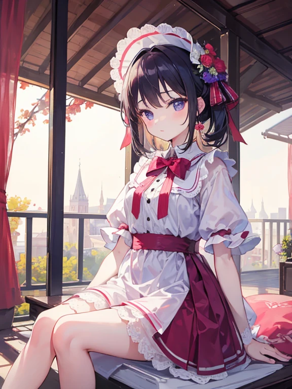 masterpiece, Highest quality,4 Girl,Young girl, plum_Pie&#39;s Eyes, brown, ChoppyBob,enviable _face,Shiny skin,Medium chest,Beautiful leg lines:1.3,Thick thighs, Narrow waist,, Knee socks,tie,((Pencil Skirt)),Red high heels,   pantyhose, , trail_Lined_and_開flower_cherry_flower_wood,,View your viewers,From below,whole body, Legs Up Sex,