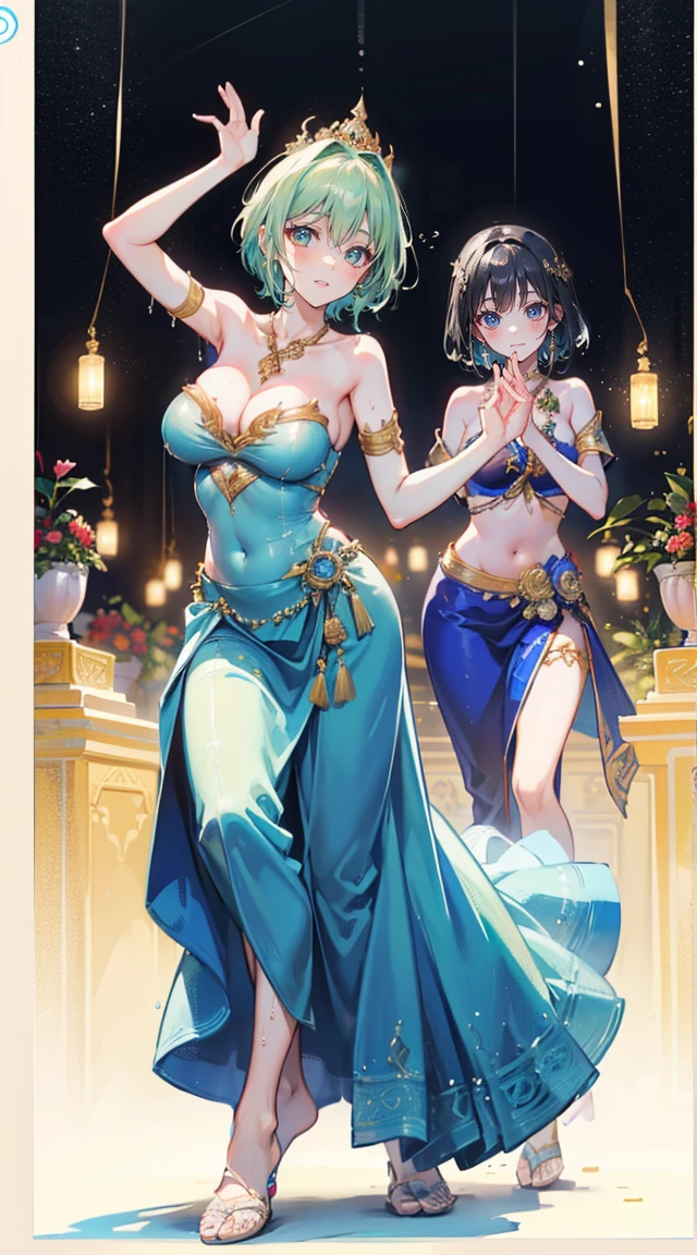 (2 young women ,beautiful woman),(เด็กหญิงshyุ 20 ปี),smile,(light green short hair),nobility,(princess),blue student,Tall figure,((Strapless Thai dress)),low skirt,(Strapless Thai dressที่noทีสาย),ta skirt,Show your legs,Barefoot,red carpet,prom website,(nobility),(titsใหญ่),(Various positions),Highest quality、Highest picture quality、Masterpiece,, ,(((Navel drive,dance,dance,Thai dance))), (there'noมีอะไรปิดบังจิ๋ม.), (noมีกางเกงชั้นใน), (very good:1.2), (shy:1.2), (wet:1.2), (feel sexually happy:1.6), (แยกชุดโชว์tits:1.4),fully naked, no, สมบูรณ์แบบtits, tits, big girl,rift, visible chest, Show your breasts, open chest,((bare breast:1.37)), ฉันเห็นtitsโป่งพ,(large areolae:1.4,pink,titsมองเห็นได้ชัดเจน..)