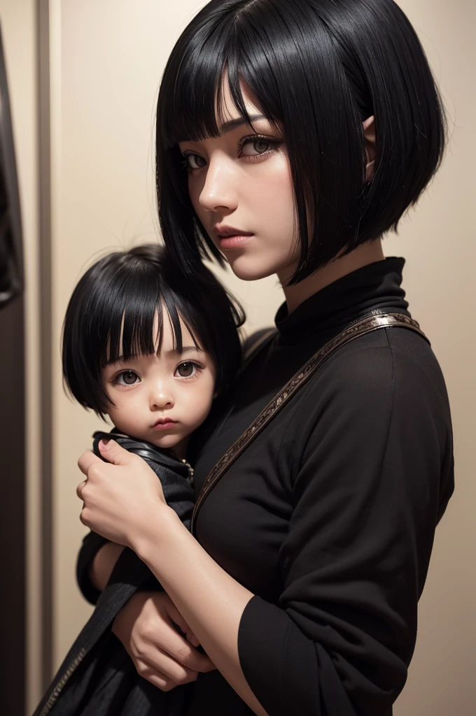 Small with black haircuts in assassin's cloak