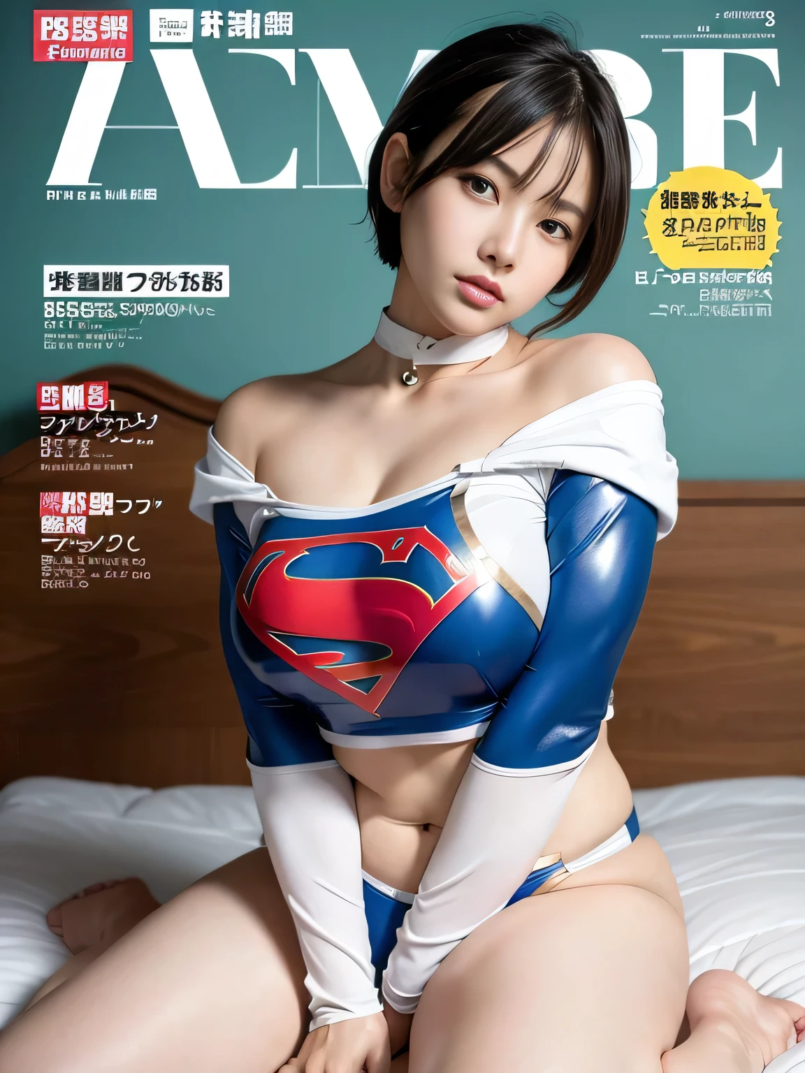 masterpiece、Enamel Supergirl Costume、Short Hair、Hospital operating table、Crisis situation、Big and ample breasts、looking at the camera、Shiny、Off the shoulder、choker、Long sleeve、exy poses to seduce、Sweaty skin、Model Body Type、Alluring、charm、Enchanting、Abused、test subject、victim、Wild、Photorealistic、latex、Expose your belly、athlete、Racing Bloomers、Weekly magazine cover、Beautiful feet、