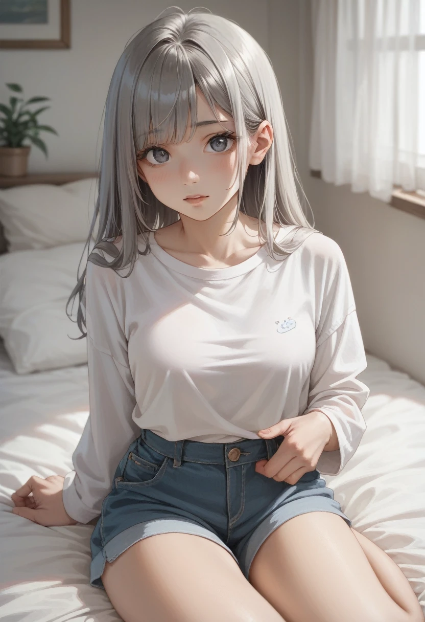 Erotic beautiful girl、Gray Hair、、slender、Outstanding looks、Super cute、sexy