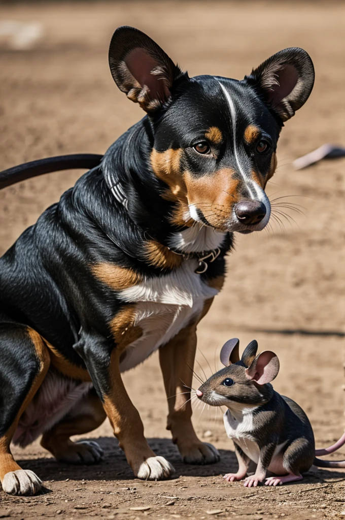 dog talking to a mouse