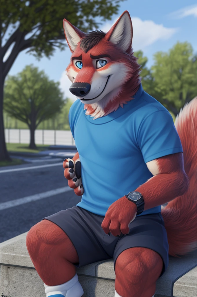 Ivan Fedorovich Wolfbach (Novosibirsk) ,tall handsome, wolf,young, 24 years, brown fur,Kind,(red body:1.3),beautiful blue eyes,Novosibirsk,dressed, t-shirt, shorts,canine, wolf, detailed fur, male, second, paw pads, finger claws,At the viewer, 5 fingers, paws, 5 fingers, smile, wrist watch, т nextel,by xenoforge, (difficult, high detail, digital photography, soft focus, RAW,goes for a walk, ,Very close to the camera, variety,Novosibirsk, smile, good mood, positive, Very close to the camera, plaid shirt, shorts, дома looks телевизор,
Photorealism, realistic, photorealistic, digital style, Subsurface scattering,I look at the viewer,is sitting, looks, wish, after the flight,
masterpiece, Best quality, ultra realistic, 8 thousand.)