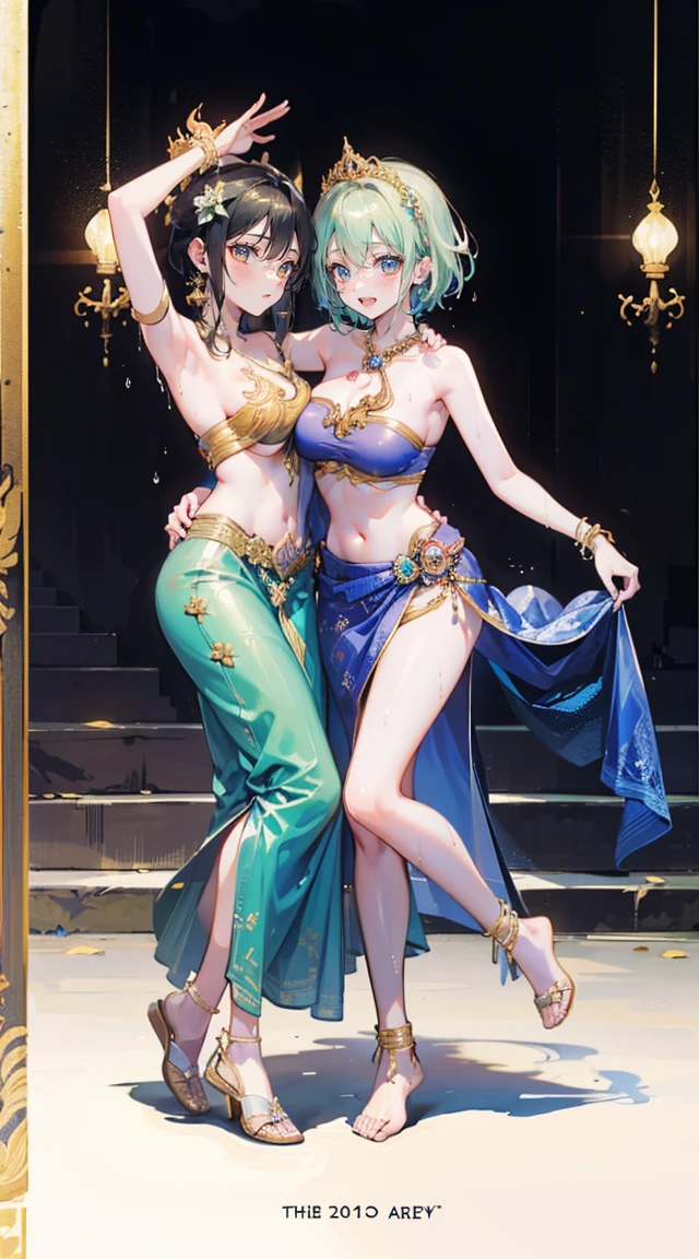 (2 young women ,beautiful woman),(เด็กหญิงshyุ 20 ปี),smile,(light green short hair),nobility,(princess),blue student,Tall figure,((Strapless Thai dress)),low skirt,(Strapless Thai dressที่noทีสาย),lolita skirt,Show your legs,Barefoot,red carpet,prom website,(nobility),(titsใหญ่),(Various positions),Highest quality、Highest picture quality、Masterpiece,, ,(((Navel drive,dance,dance,Thai dance))), (there'noมีอะไรปิดบังจิ๋ม.), (noมีกางเกงชั้นใน), (very good:1.2), (shy:1.2), (wet:1.2), (feel sexually happy:1.6), (แยกชุดโชว์tits:1.4),fully naked, no, สมบูรณ์แบบtits, tits, big girl,rift, visible chest, Show your breasts, open chest,((bare breast:1.37)), ฉันเห็นtitsโป่งพ,(large areolae:1.4,pink,titsมองเห็นได้ชัดเจน..)
