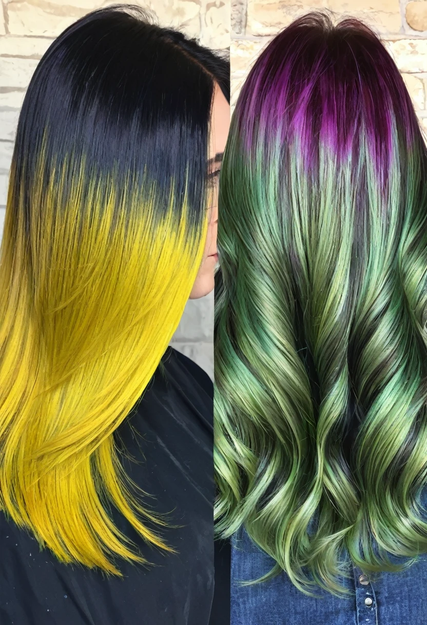 Show a dramatic before and after of a person using the dye, highlighting the transformation of your hair color.