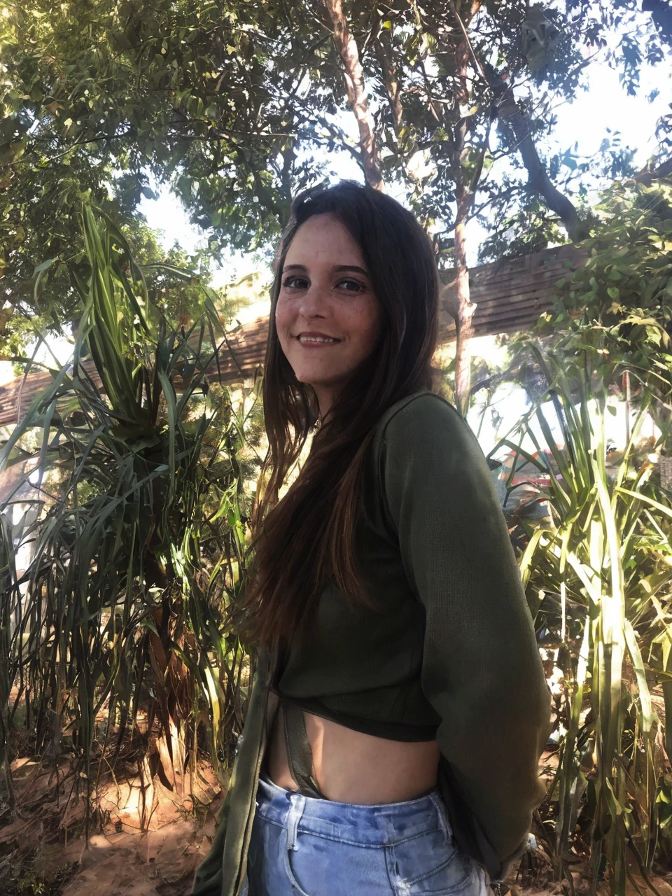Brunette girl with big brown hair