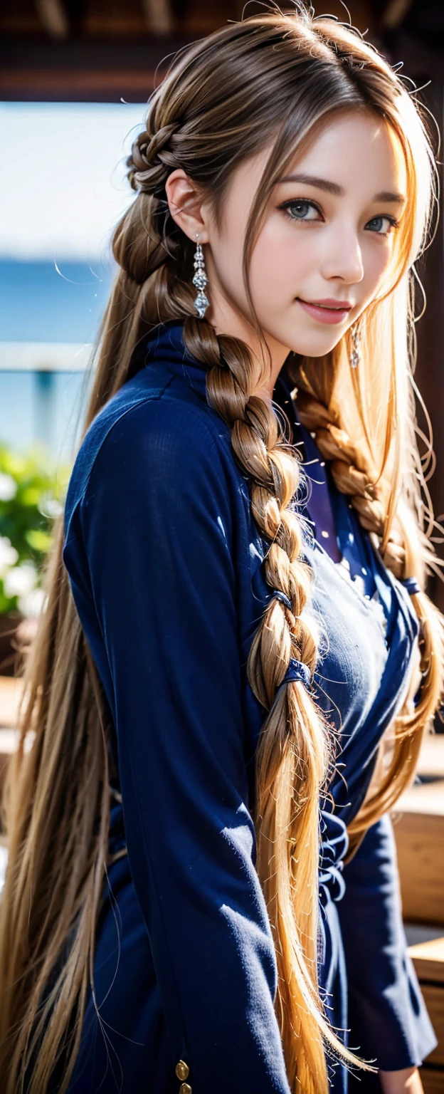 (1 woman), (wearing a gray dress), (Long blonde hair)，(blue eyes), Hyper-resolution, accuracy, Detailed representation, (Subtle facial image, (Thin hair image), (Superior quality), (Masterpieces of masters), (a sense of atmosphere), tmasterpiece，Super detailed, (Half-length portrait
