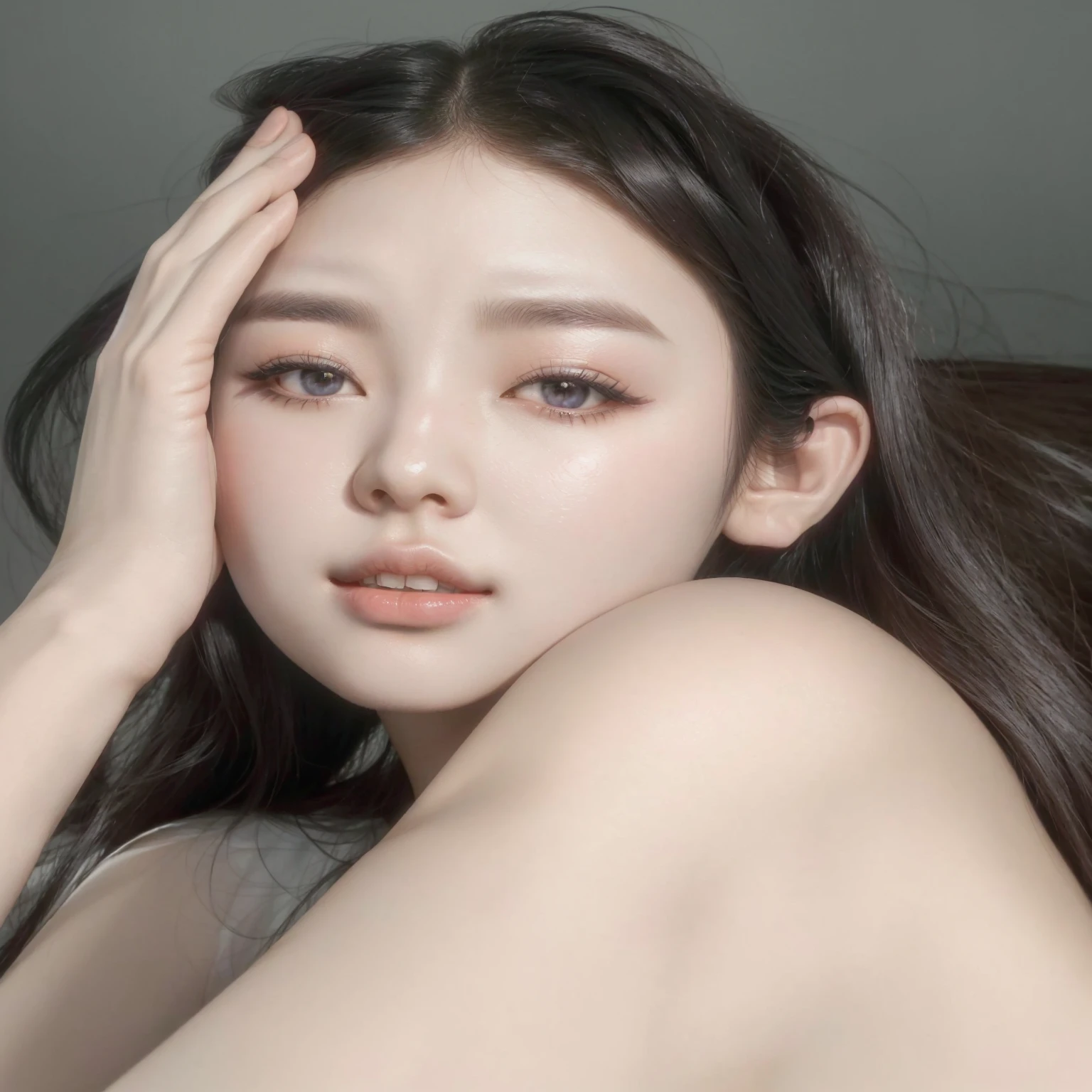 Arafed woman with long hair posing in a white dress., jennie pink black, Beautiful young Korean woman, Beautiful young Korean woman, Lee Ji Eun, Lee Ji Eun, young and adorable korean face, heonhwa choe, gongbi, beautiful south korean woman, Korean artist, jaeyeon nam, female korean idol portrait, parque me
