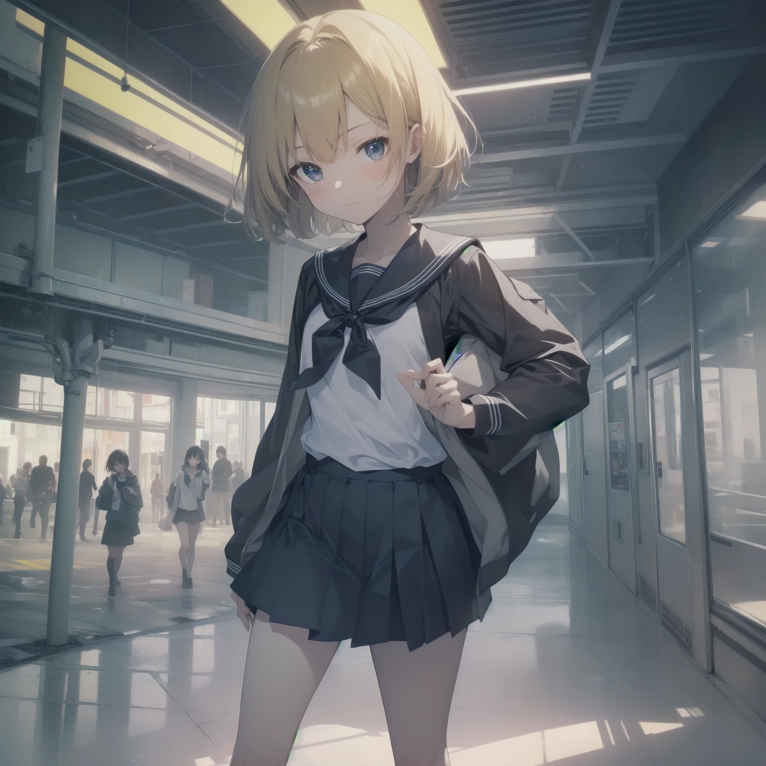 ultra-absurdres-Top quality by artist God, ultra-detailed, high resolution, anime moe artstyle, best anime 8k konachan wallpaper, pixiv contest winner, pool:2810, perfect anatomy,break, 1girl, (Please draw a girl walking sleepily to school alone. )break,(Solo,little female, 13-year-old:1.3),Full limbs, complete fingers,a junior high school student, (very short hair), short cut, flat chest, , small butt, small black eyes, beautiful detailed eyes, well-proportioned iris and pupils, expressive eyes, highres detailed hair, soft expression, salor school_uniform, sailor collar, serahuku, bow, pleated skirt,(Detailed Lighting), (Detailed background), in the School commute route. break,super detailed skin, Best cinematic lighting powered by famous artist, 8k,beauty illustration,photoshop_(medium),very aesthetic,break,((artist:konoshige_(ryuun) )), artist:clamp ,artist:carnelian ,artist:kantoku ,
