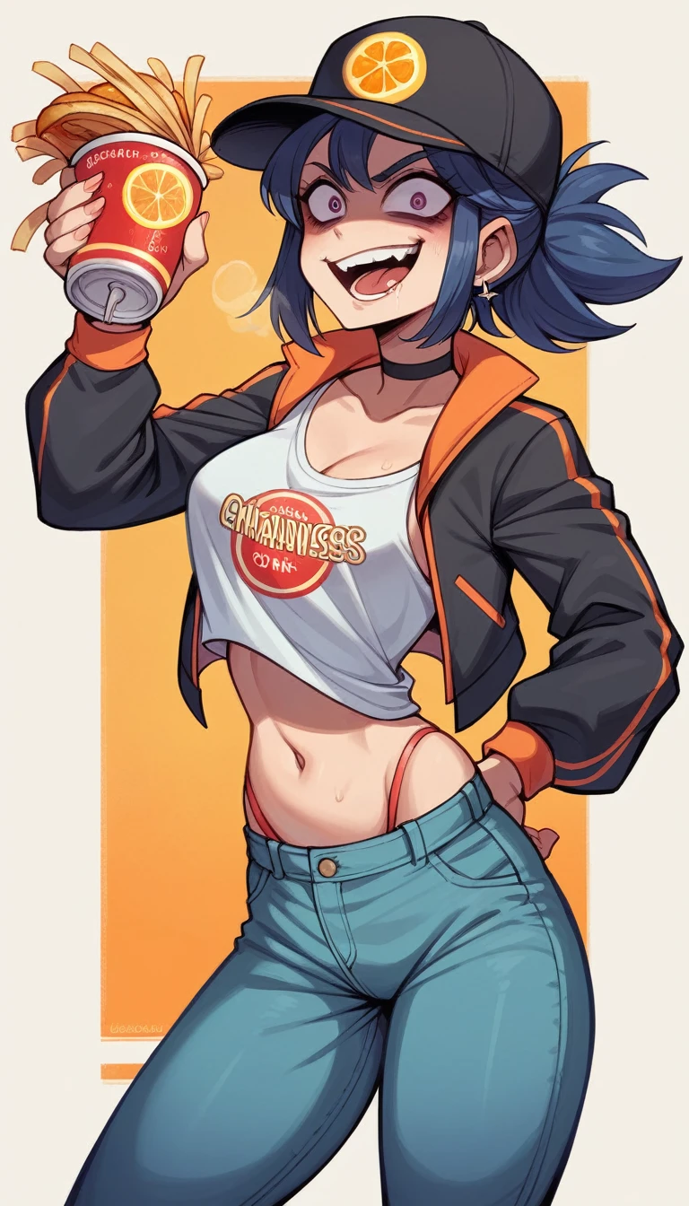 mulher bonita e forte estilo dragon ball exibindo os musculos extremamente definidos malhando