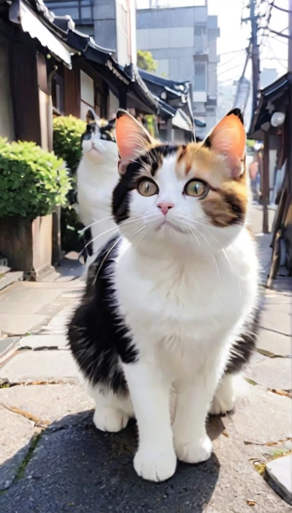 Three-haired cat、cute cat、Look at this、A perfect cat drawing、Walking Cat、stray cat、Japanese cityscape、