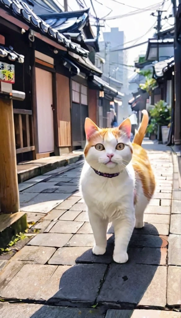 Three-haired cat、cute cat、Look at this、A perfect cat drawing、Walking Cat、stray cat、Japanese cityscape、