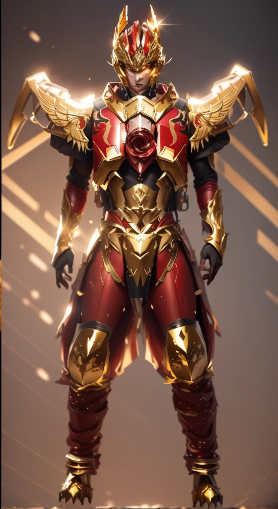 The color becomes gorgeous,Lightweight and oily texture,The color changes to red and gold,Some red and amber gold,Add some extra gold to your body(Ensure its layering and armor texture,Red is the dominant color,Add some gold for decoration)
