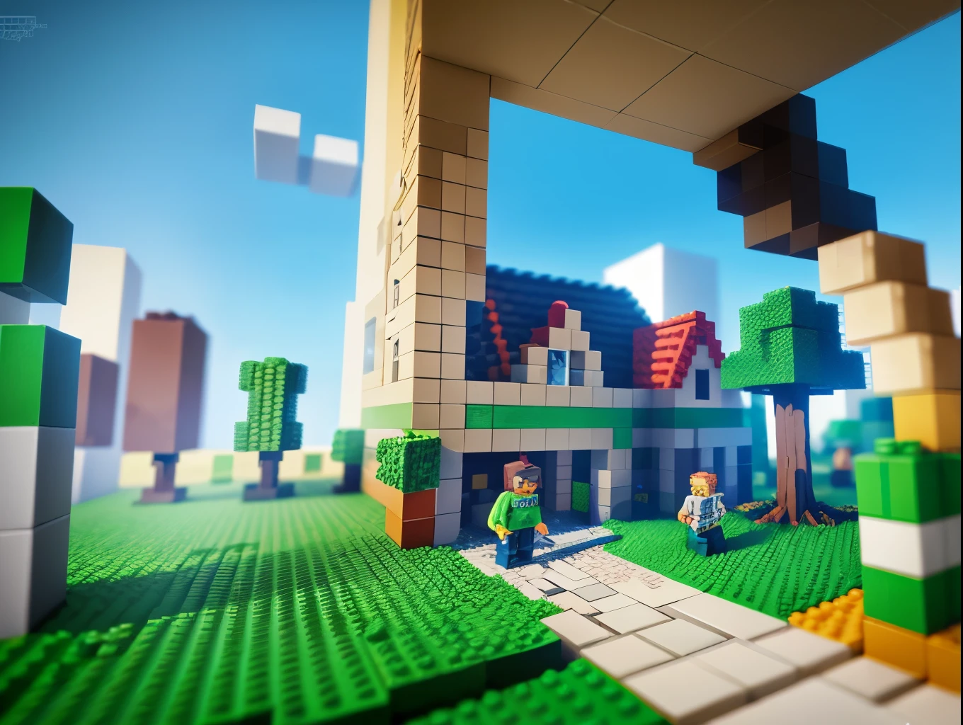 Lego Minecraft game scene, very detailed, super high resolution, 8K UHD --v 6