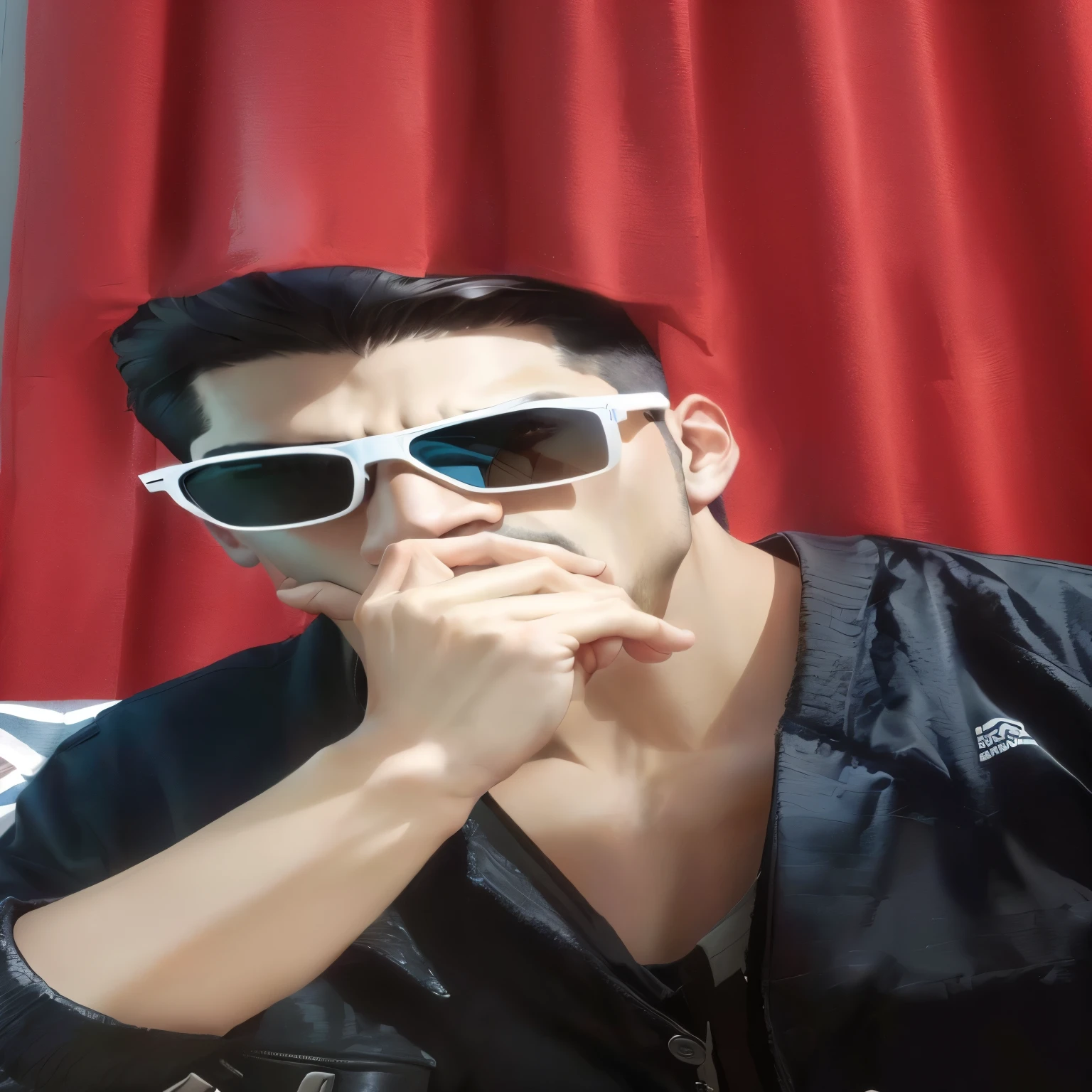 hay un hombre with sunglasses y una chaqueta negra, that&#39;s all, profile picture, Estilo Mohamed Chahin, 22 years, Asian man, 23 years, with precise face, with sunglasses, throw 9 8 5, profile picture, jerma985, ramil sunga, High quality charging, profile pictureture 1024px