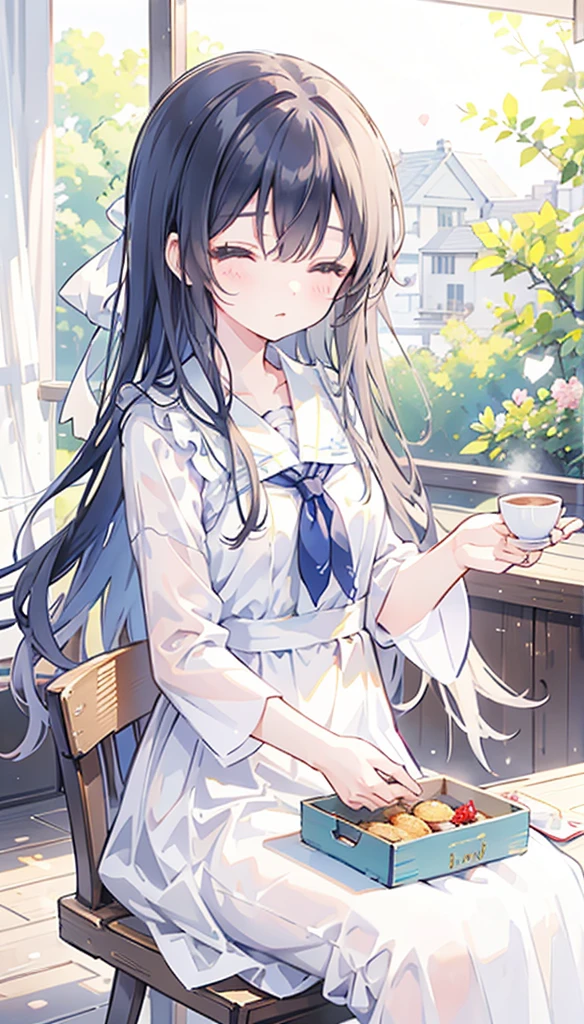 The clear morning air envelops the villa in Karuizawa.、The chirping of birds echoed through the lush garden.。Standing on the terrace of the villa、She was a beautiful girl named Arisu.。She opened the curtains with her delicate hands、I watched the soft morning sunlight shine into the room.。 Arisu slowly stepped out onto the terrace.、There was a delicious breakfast prepared for her.。On the table covered with a white cloth、Fresh berries and fresh bread、and芳醇な香りの紅茶が並んでいます。She sat down gently in a chair、I picked up a beautiful cup。 Tea steam rising、The scent tickles her nose.。Arisu closed her eyes.、moment、I took a deep breath, feeling enveloped in the scent.。and、Quietly bring the cup to your mouth、I&#39;ll have a sip of tea。In its graceful movements、Her good upbringing and dignity were naturally evident.。((nsfw))((((5 years old)))(((infant)))((Lolita))(naked))