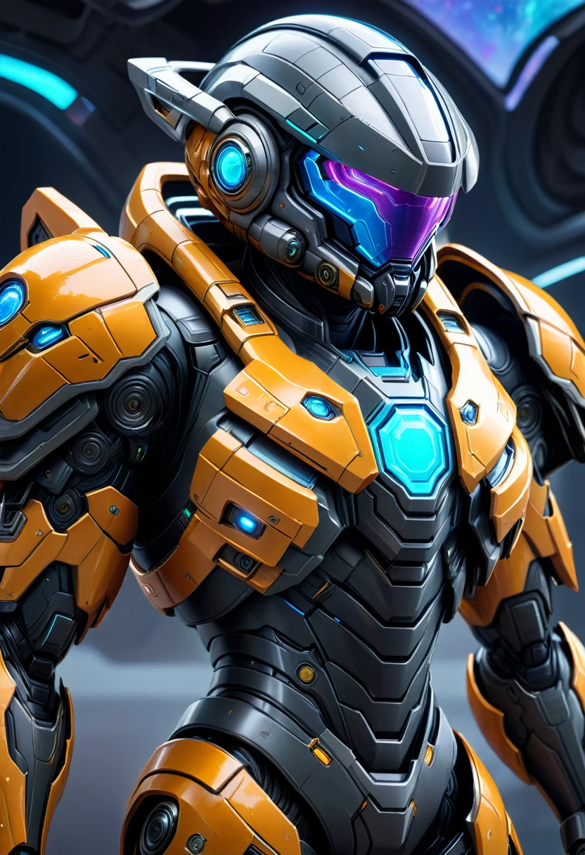 a close up of a space craft pilot in a ultra futurist mecha holding an helmet, concept art inspired by Theodore Major, featured on zbrush central, full body, holography, streamlined neon mecha, samus aran bioorganic varia mecha, samus, mjolnir armor from halo infinite, sci - fi suit, science fiction suit, starcraft 2 videogame character, hq 4k phone wallpaper