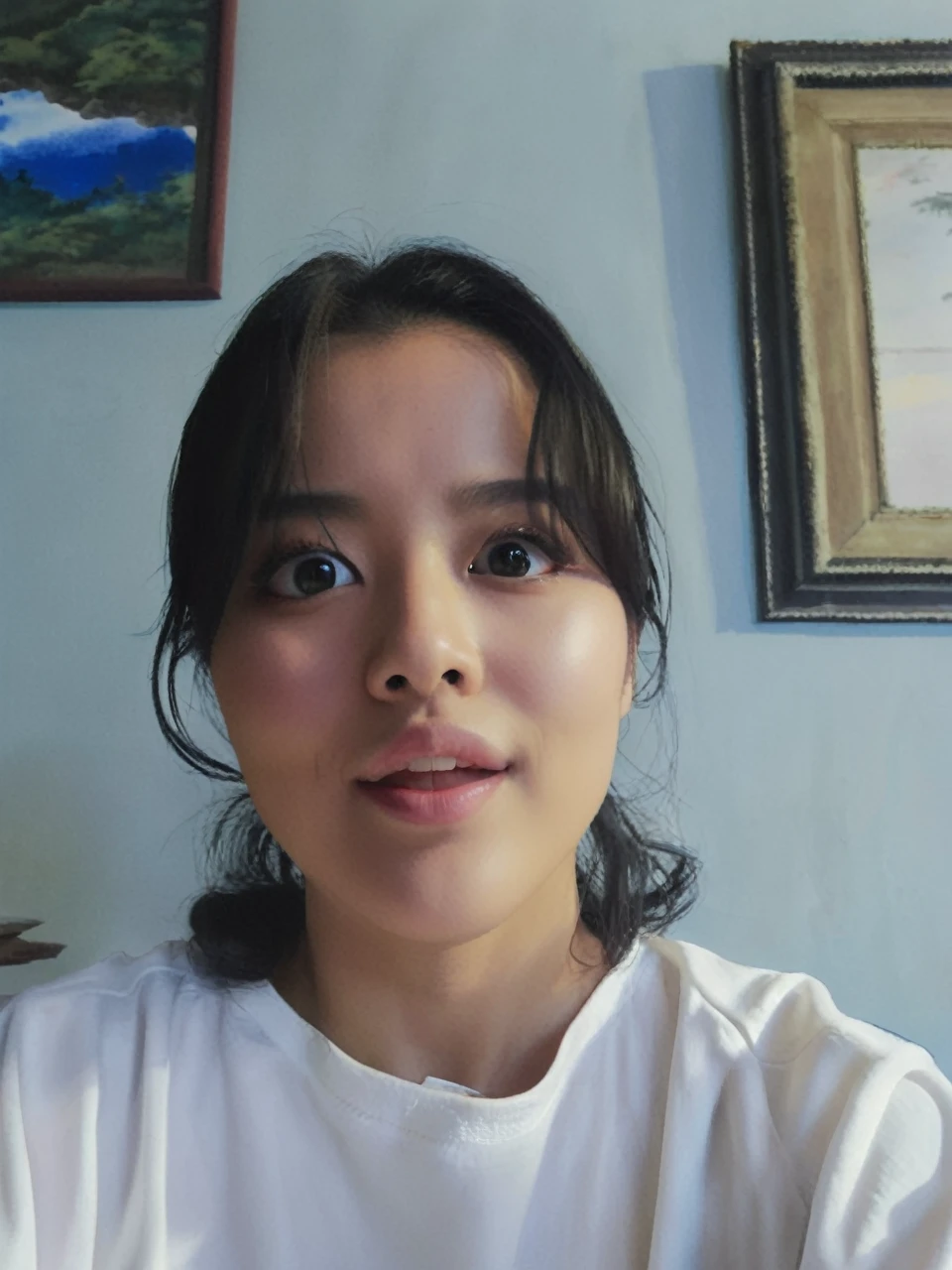 {{Masterpiece, Best Quality, Extremely detailed CG, unity wallpaper 8k, cinematic lighting}}, traditional chinese ink painting, 1 girl, 1baby, young woman holding a baby, whole body, ancient architecture, blue sky, sunny day, wooden architecture, prominent protagonist, SMILE, large eyes, Beautiful detailed eyes, (big breasts, neckline), round ass, looking at the audience, long eyelashes,