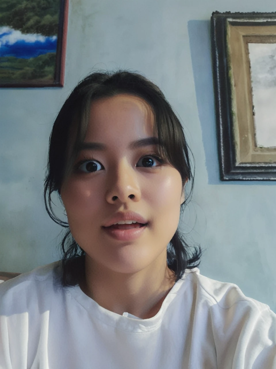 {{Masterpiece, Best Quality, Extremely detailed CG, unity wallpaper 8k, cinematic lighting}}, traditional chinese ink painting, 1 girl, 1baby, young woman holding a baby, whole body, ancient architecture, blue sky, sunny day, wooden architecture, prominent protagonist, SMILE, large eyes, Beautiful detailed eyes, (big breasts, neckline), round ass, looking at the audience, long eyelashes,