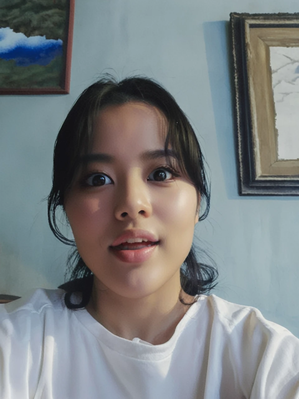 {{Masterpiece, Best Quality, Extremely detailed CG, unity wallpaper 8k, cinematic lighting}}, traditional chinese ink painting, 1 girl, 1baby, young woman holding a baby, whole body, ancient architecture, blue sky, sunny day, wooden architecture, prominent protagonist, SMILE, large eyes, Beautiful detailed eyes, (big breasts, neckline), round ass, looking at the audience, long eyelashes,