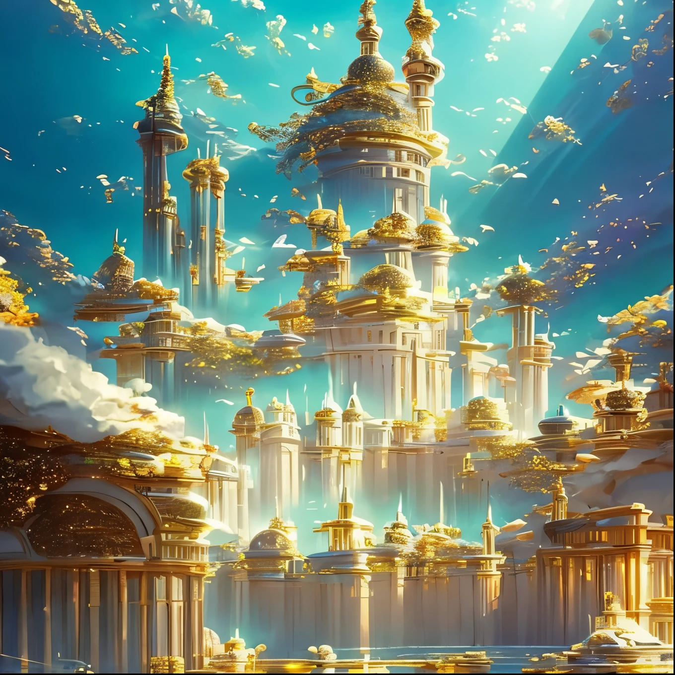 sidon style, City of progress, futuristic city, utopian world, shiny great colors,prosperous buildings, high class clothes and architectural designs, luxurious constructions, utopian futur, highly detailed, hdr, perfect, stunning progressive architecture, flawless world, reflective surfaces, subsurface scattering, flawless buildings, beyond imagination, 8K, global illumination, wide angle, god rays, dream world