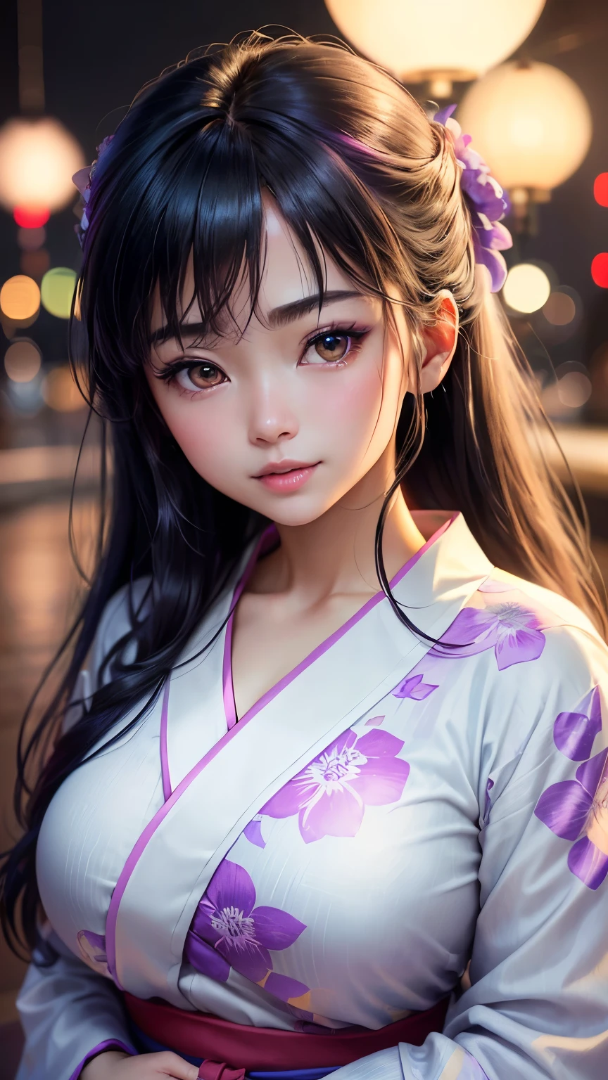 shukezouma, octane render, hdr, (hyperdetailed:1.15), (soft light, sharp:1.2), 1girl, beautiful girl, ultra detailed eyes, mature, plump, thick, painting drops, paint teardrops, woman made up from paint, entirely paint, splat, splash, long colored hair, kimono made from paint, ultra detailed texture kimono, paint kimono, paint bulb, cleavage, exposed cleavage, paint drops, outdoors, sakura trees