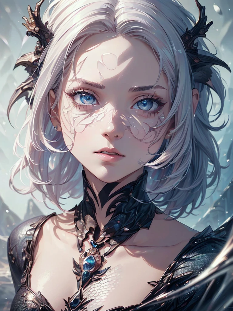 (((master piece))), ((1girl 18 years old)), (((skin like dragon scales))), (((full body))), (((beautiful face))), (((beautiful body))), ((beautiful eyes)), ((perfect)), (((hyper detailed skin))), (((hyper detailed face))), white hair, (stylized), (vivid tones), (((hyper-detailed))), (((intricate elements))), (8k)