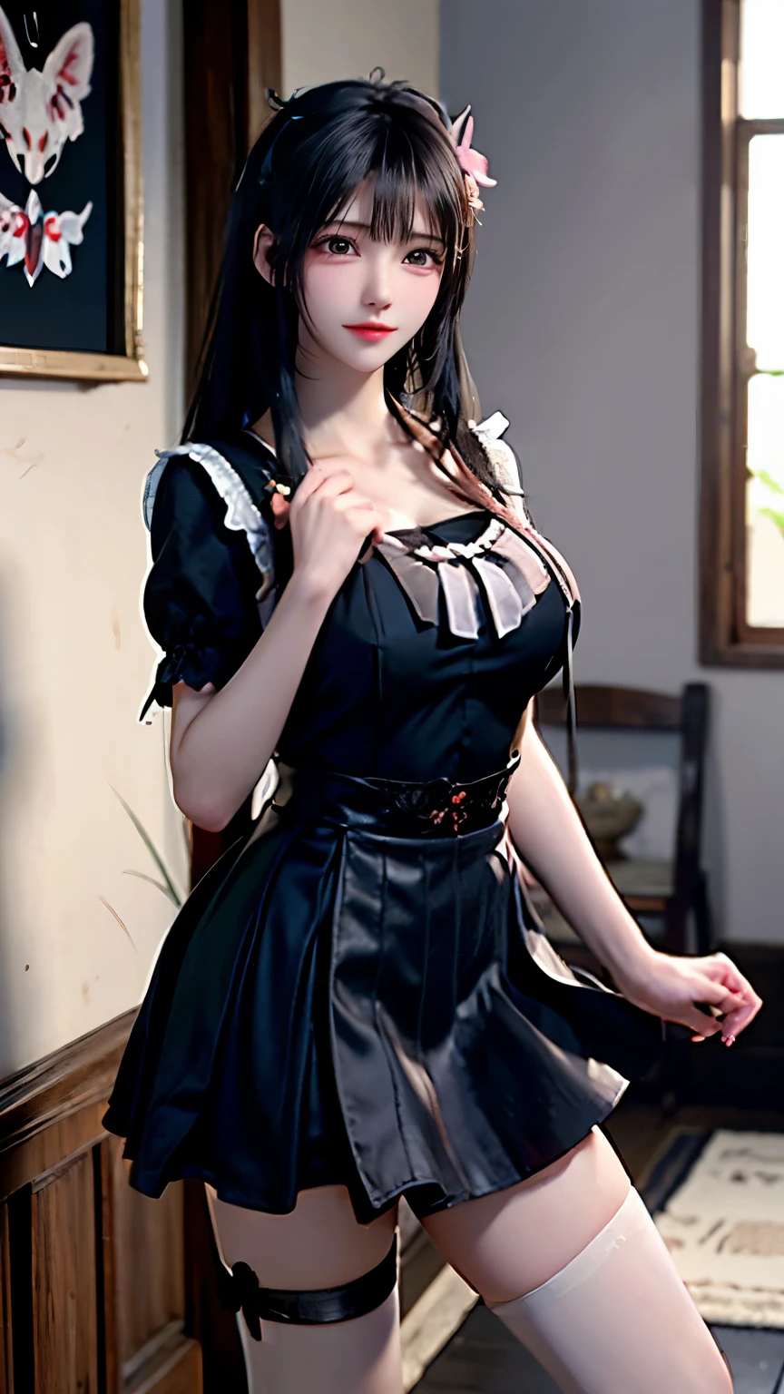 （Very delicate and beautiful：1.2）super model,,Big Breasts,Beautiful breasts,voluptuous,【bike shorts】,,【3girls】,,Highest quality, High resolution, 8K,Kick in a hurry,Maid clothes,mini skirt.Three Girls