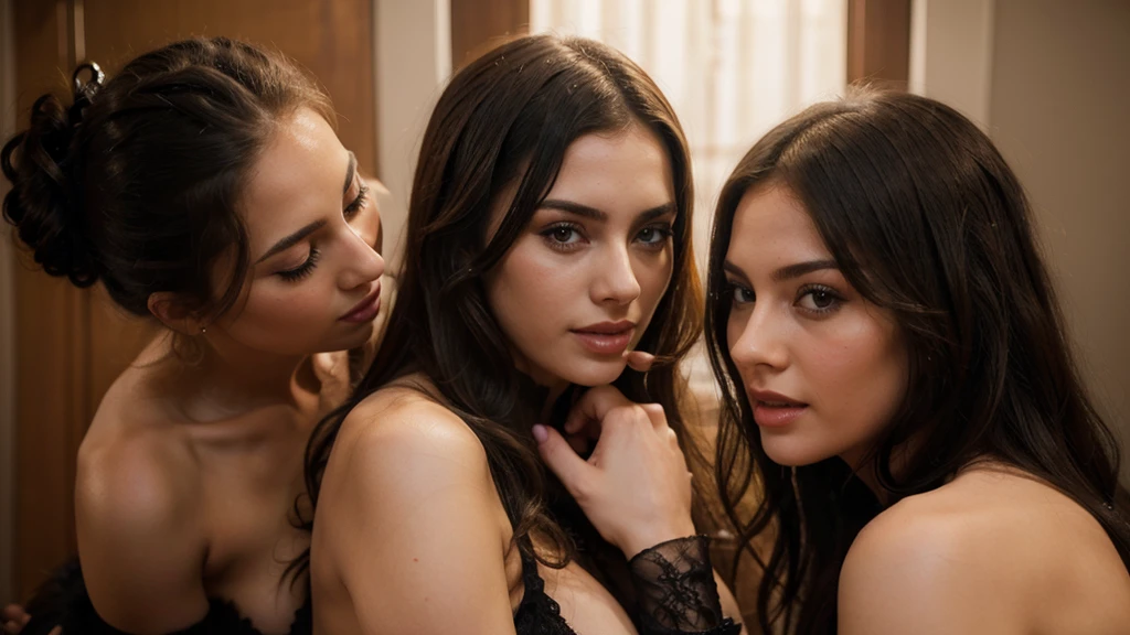 Erotic girls showing their sexual attributes and their hot feminine charms , with erotic accessories , inviting to fornicate