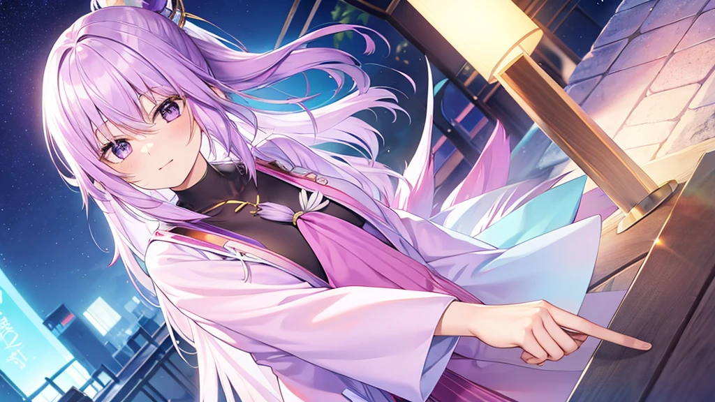 woman　clear　Light purple hair　　kimono　　Anime Style　reading　artist
