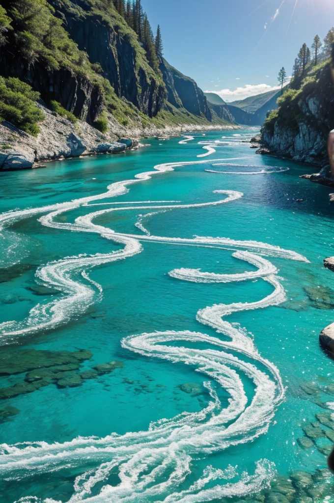 Animated rivers of crystalline waters