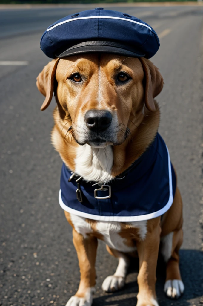 A dog with a cap