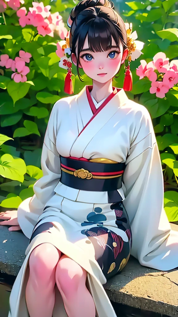 Tabletop, Highest quality, Very delicate and beautiful girl,Very delicate and beautiful, World Masterpiece Theatre, Very detailedな, Very detailed, Highest quality, Very beautiful silky black hair,kimono,Japanese Clothing,落ち着いた色合いのkimono,ナチュラルカラーのkimono, High resolution, Very detailed,1 Girl, Highest quality, shape, Looking at the audience, Material, canvas, Oil, Genuineistic, Realist ,Genuine,Great background,Otherworldly background,