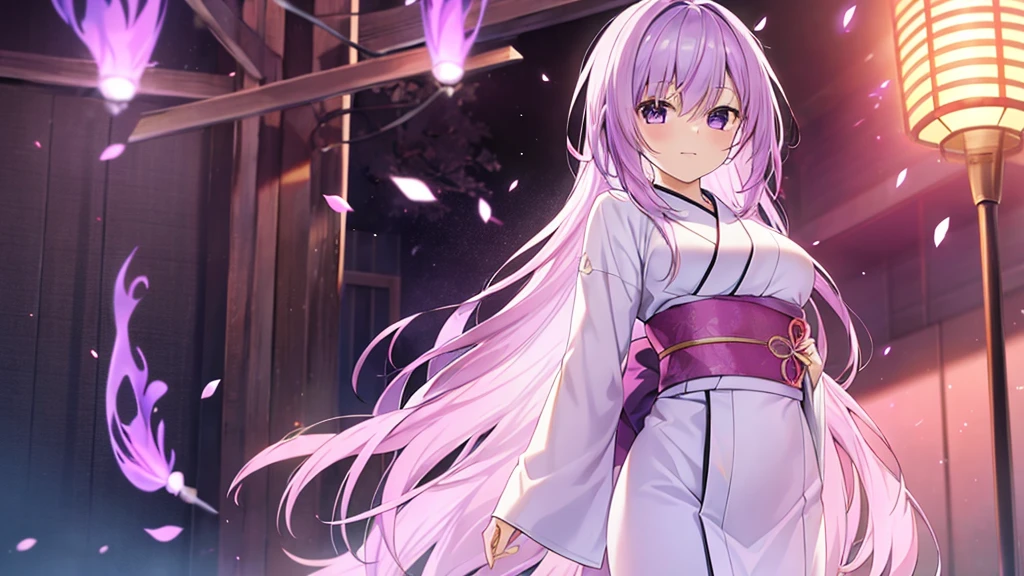 woman　clear　Light purple hair　　kimono　　Anime Style　inflammation
