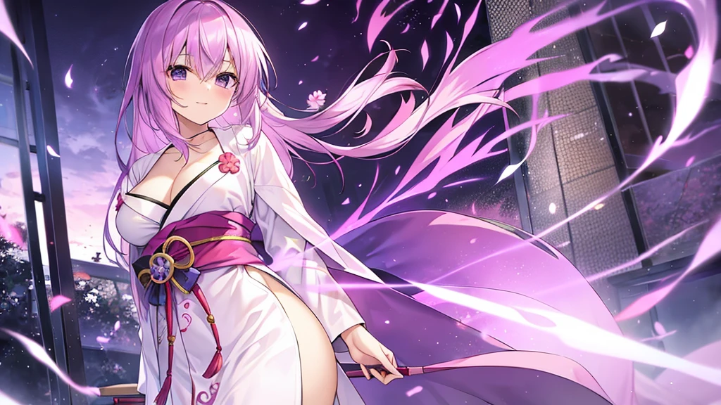 woman　clear　Light purple hair　　kimono　　Anime Style　inflammation