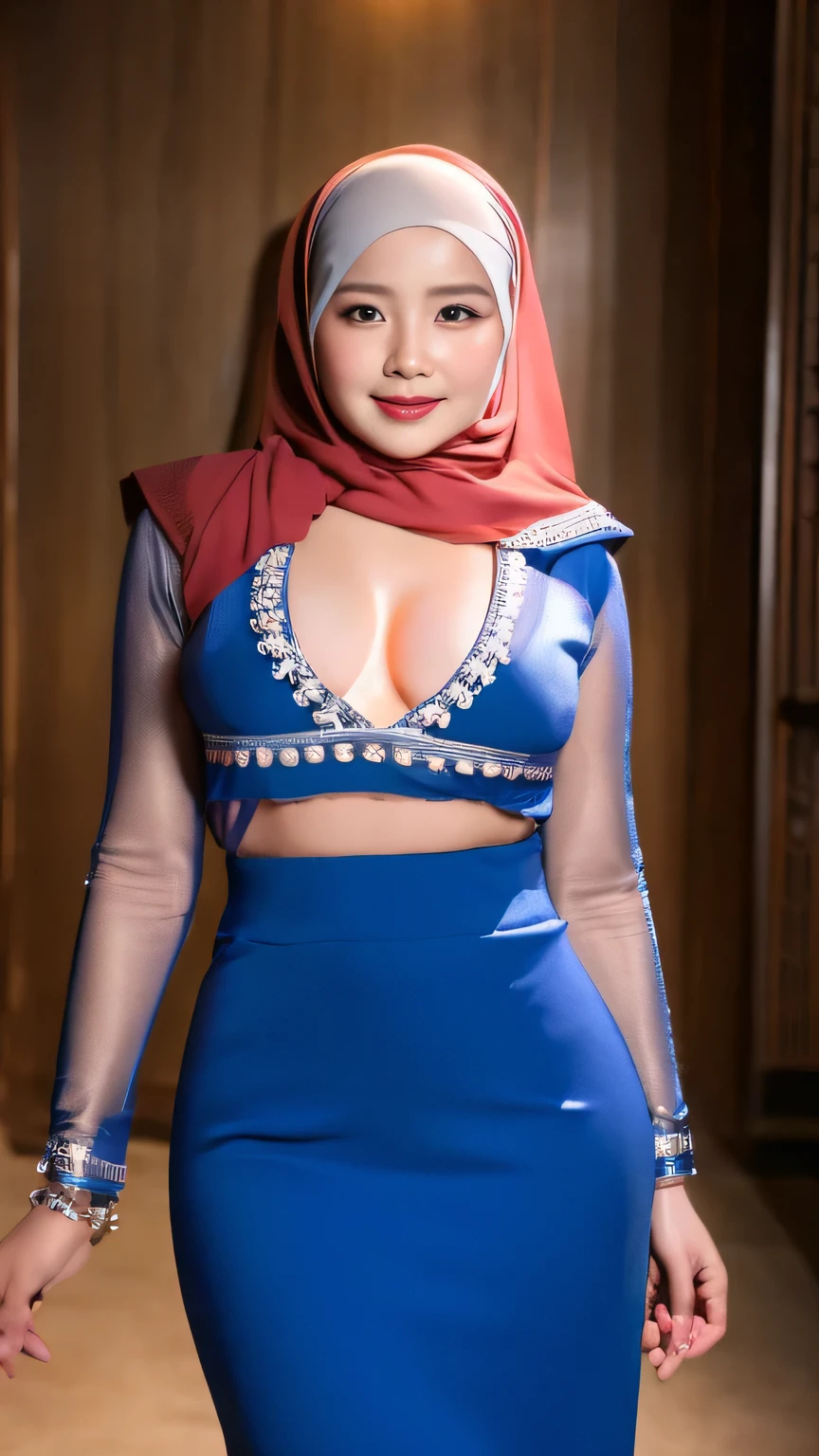 cowboy_shot,(iu:0.8),cleavage,best quality,8k,ultra-detailed,detailed eyes,detailed lips,soft smile,beautiful pearl-skinned hijabi,javanese woman,sexy futuristic top and skirt,realistic,photorealistic,studio lighting,vibrant colors,dramatic lighting,cinematic,masterpiece