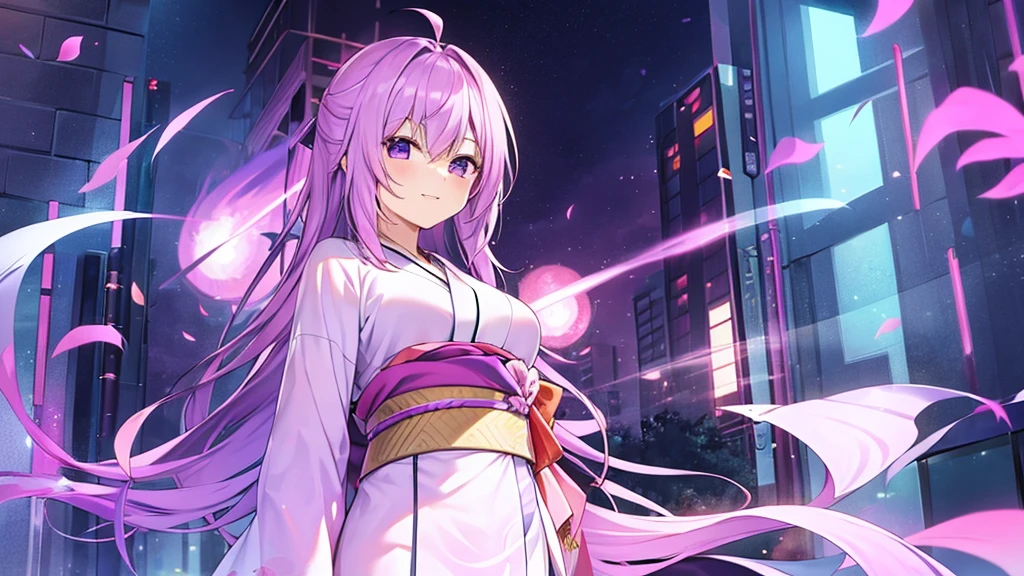 woman　clear　Light purple hair　　kimono　　Anime Style　inflammation
