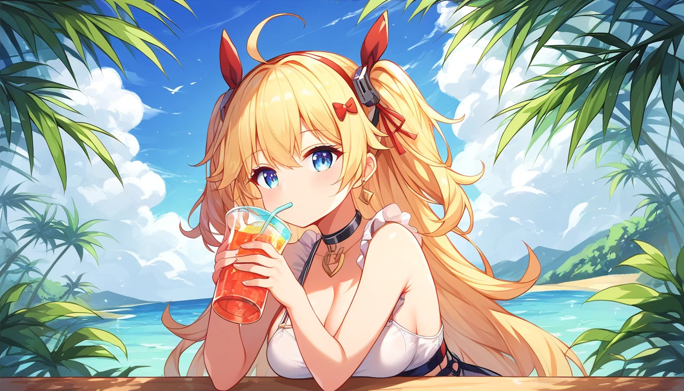 ((1girl:1.3)), ((moe style:1.3)), laffey (azur lane), ((casual wear:1.3)), ((drinking:1.3)), ((perfect face)), ((extremely cute:1.3)), ((masterpiece:1.3)), ((8k)), ((best quality:1.3)), ((beautiful)), ((extremely detailed:1.3)) , ((absurdres)), AddXL, ((score_9:1.3)), ((score_8_up:1.3)), ((score_7_up:1.3))
