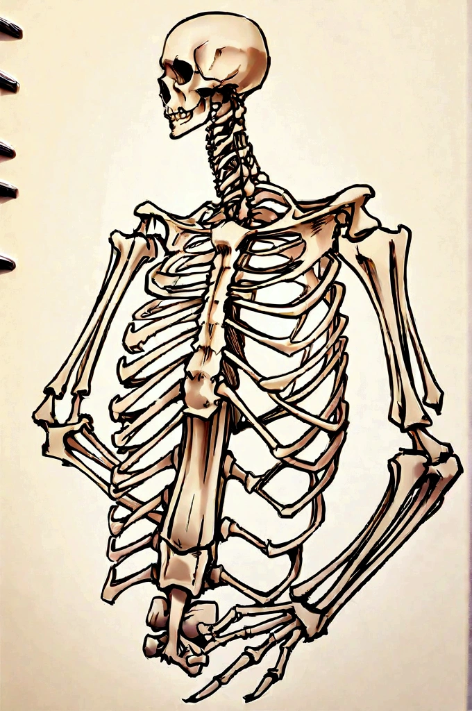 OsakeDOSukebee&#39;s broken ribs illustration.16K, Illustration showing bones.