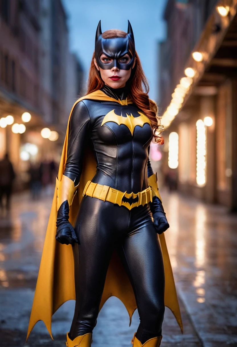 (((full body photo)))of Batgirl, atmospheric scene, masterpiece, best quality, (detailed beautiful face, detail skin texture, ultra-detailed body:1.1),, ((extreme skin detail)), hdr, ((ultrarealistic)), ((photo)), bokeh, depth of field, 8k uhd, dslr, soft lighting, high quality, Fujifilm XT3