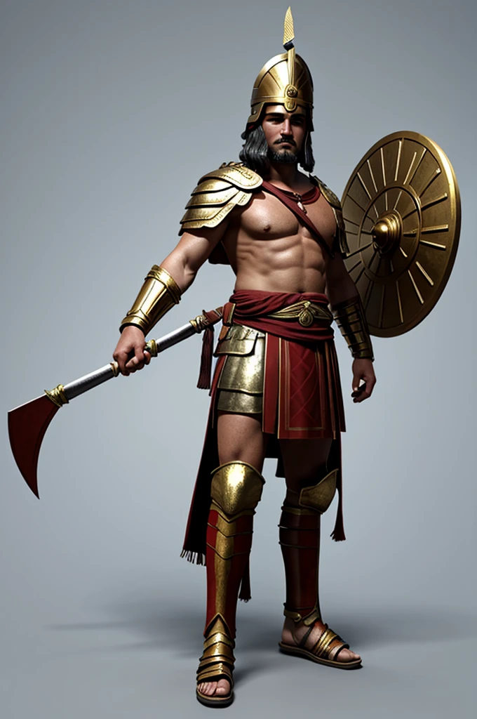 Generate a high quality image of a greek warrior, no background, lots of details