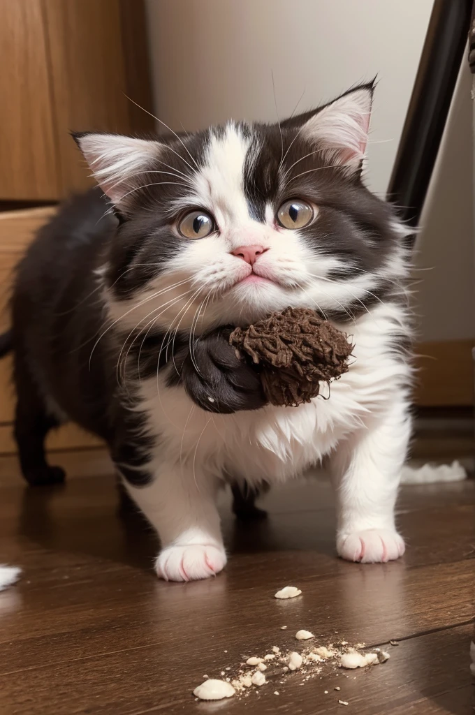 Kitten covered in disgusting feces