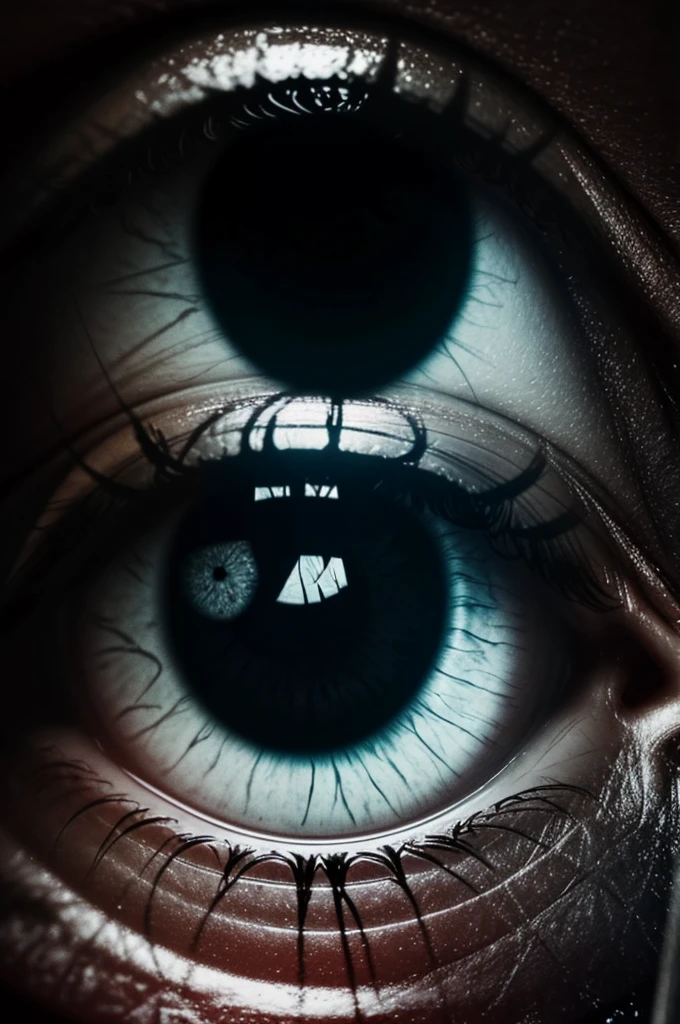 A close-up of a human eye, with a distorted, monstrous reflection staring back.  The background might be a dark, shadowy forest, with the title "Don't Scream" written in a jagged, bleeding font.  The overall effect is one of creeping dread and paranoia.