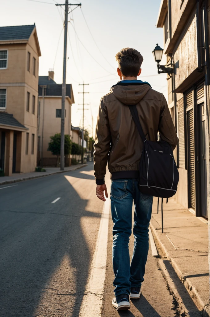 Believe me, the drawing of a teenager going home with his cell phone in his hand but a man following behind him