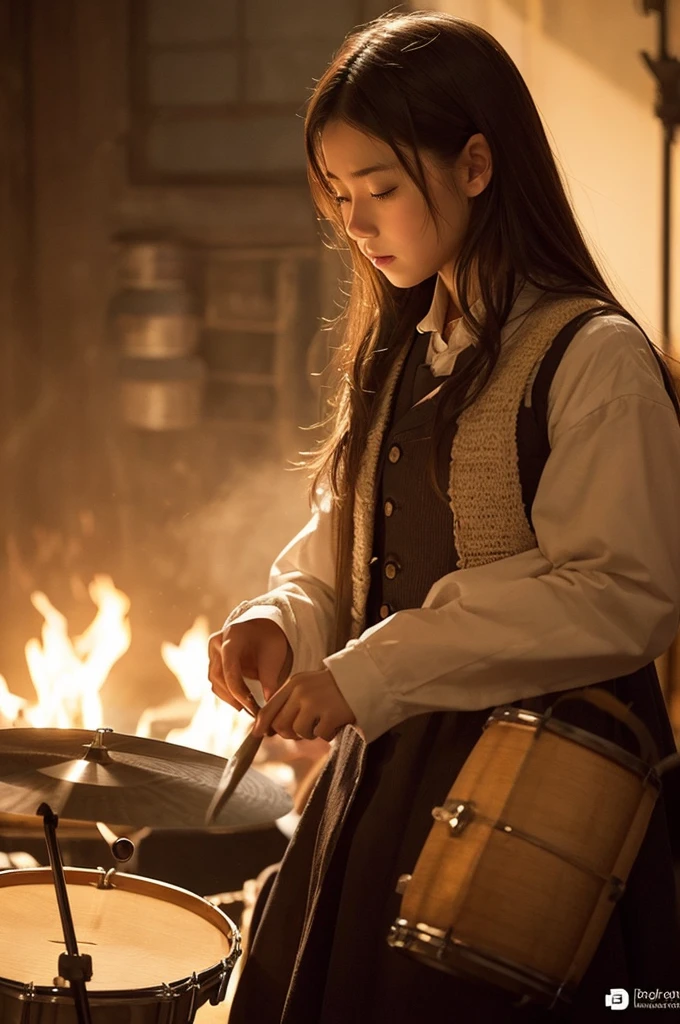 Please make a lettering emoji that expresses the feeling of a drum.。However, the theme is Les Miserables.