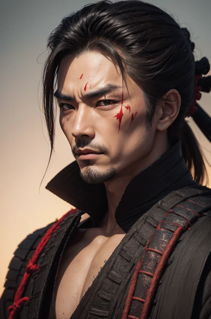 Samurai with scar on his right eye