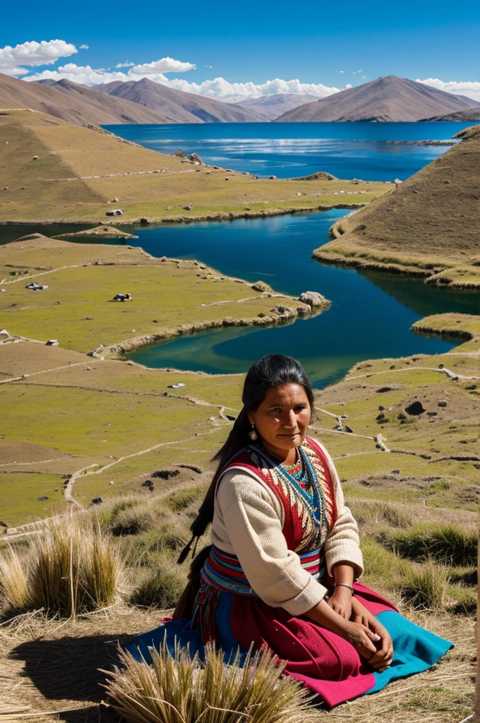 Indigenous woman who takes care of Lake Titicaca
