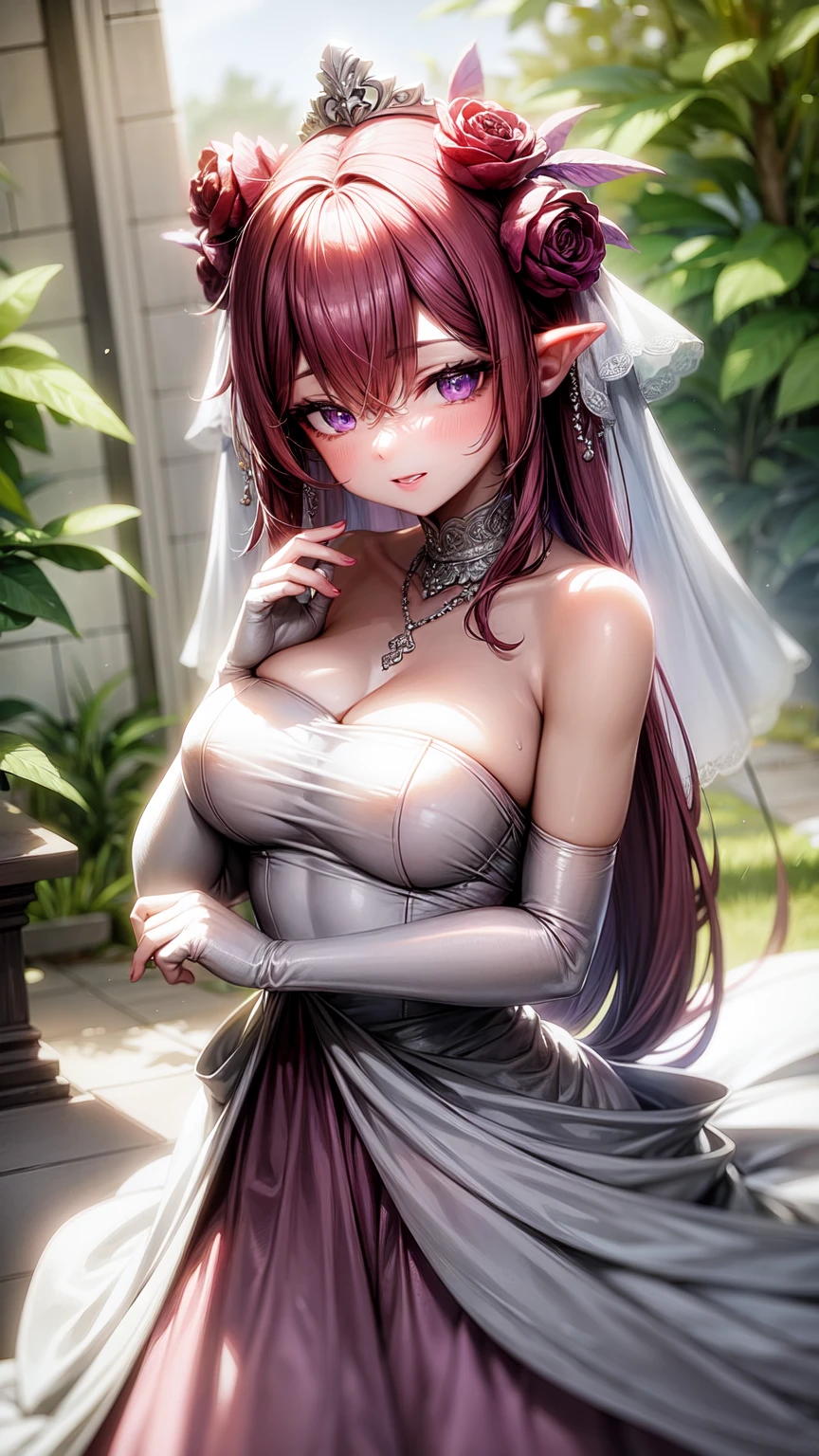 (purple eyes)(wedding dress)